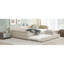 Grand lit plateforme tapissier avec port USB et lit gigogne simple, beige-1976655067