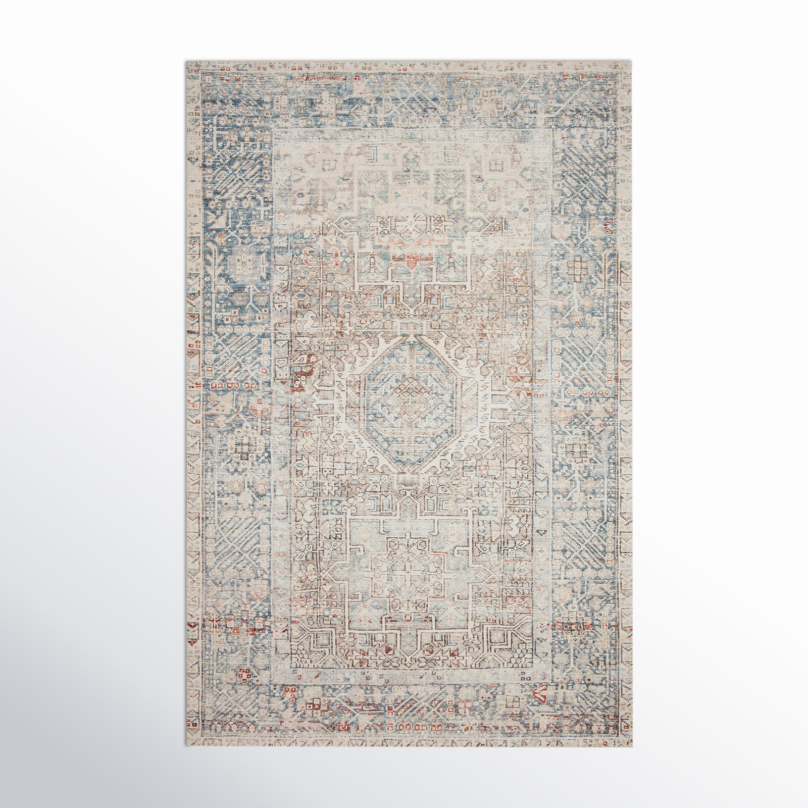 Chris Loves Julia x Loloi Jules Oriental Natural/Ocean Area Rug, Rectangle 7'6" x 9'6"