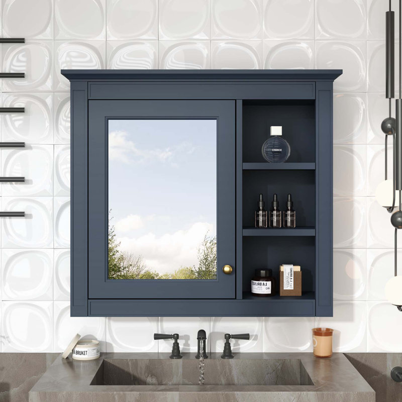 Versatile Wall-Mounted Bathroom Cabinet with Multiple Storage Options and Modern Design, Blue