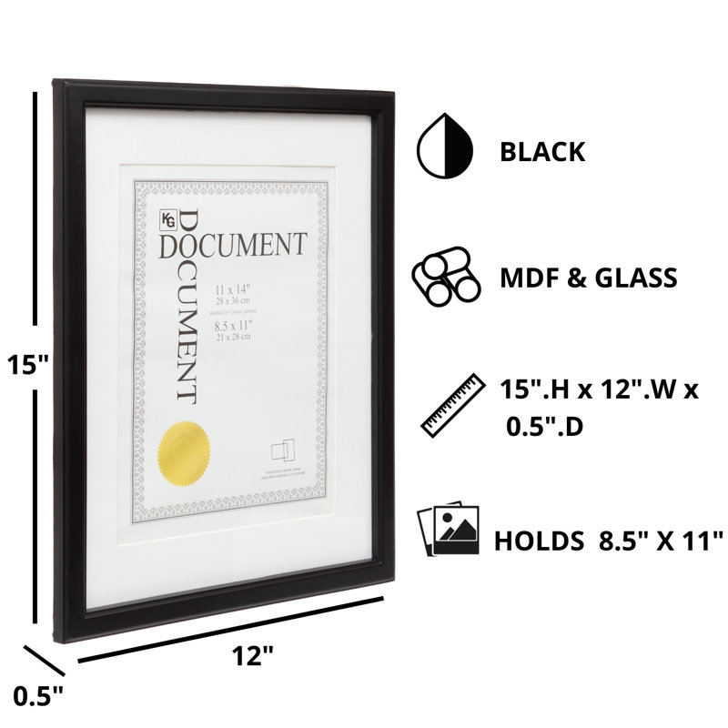 Pontmain Black Matte Picture Frame with Mat