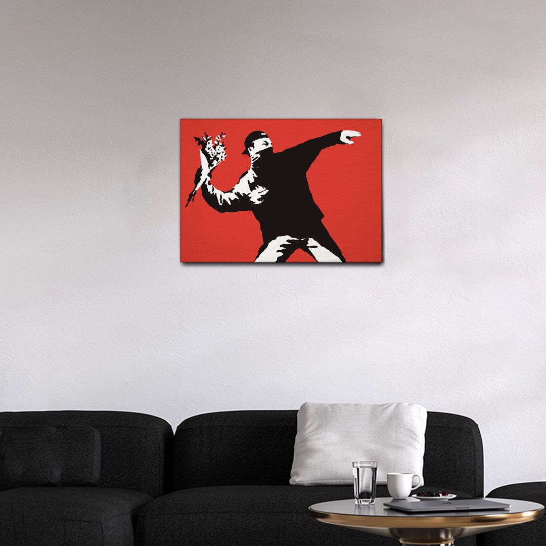 Leinwandbild Red Flower Thrower von Banksy