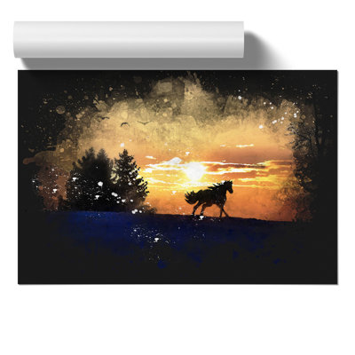 Wild Horse at Sunset Paint Splash - Frameless Print