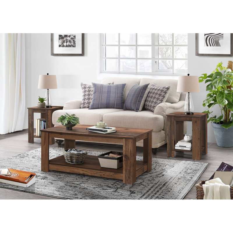 Chasity 3 - Piece Living Room Table Set, Vintage Oak