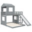 Lit superposé gris simple au-dessus d'un lit double avec une maisonnette en bois de pin massif et construction, glissade, garde-corps, maisonnette en bois d'une capacité de poids de 400 / 600Lbs, construction, 400Lbs / 600Lbs-130155376
