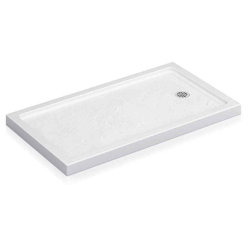 Base de douche 48 po. X 36 po. Blanc pur avec 3 brides amovibles
