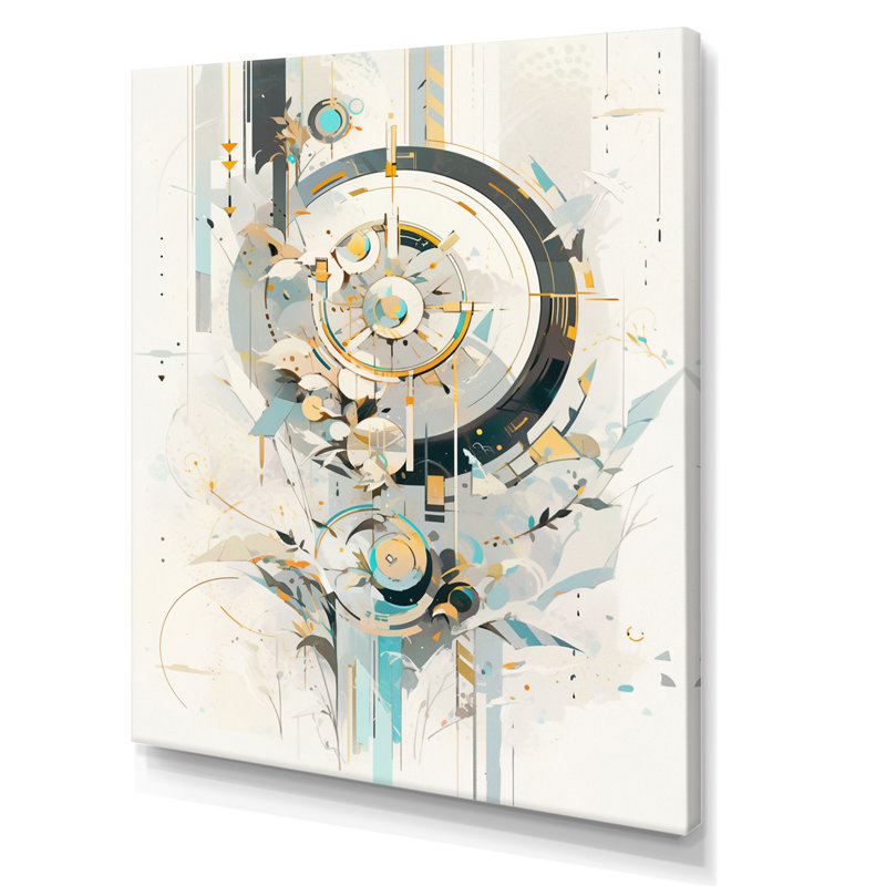 «Turquoise and Gold Mosaic Echoes III», reproduction sur toile, H 40 po x l 30 po x P 1,5 po, Toile tendue