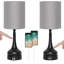 Ensemble de 2 lampes de chambre à coucher à commande tactile Trombetta pour salon avec 2 ports de chargement USB-196100418-196100416