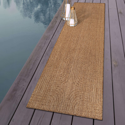 Geometric Natural/Jute Easy-Care Indoor/Outdoor Flat Woven Area Rug