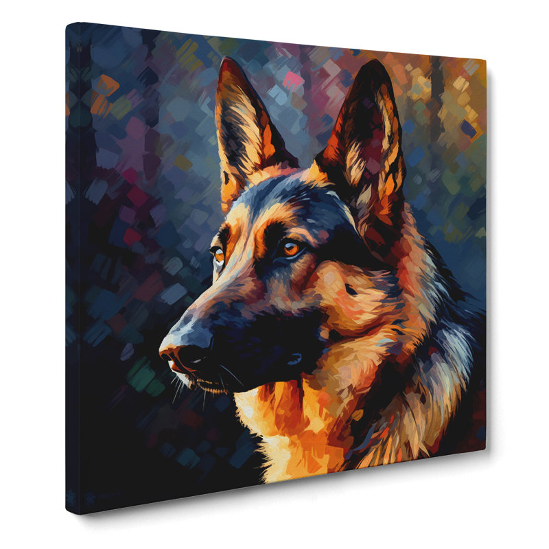 German Shepherd Post-Impressionism - No Frame Print, 50cm H x 50cm W x 3cm D