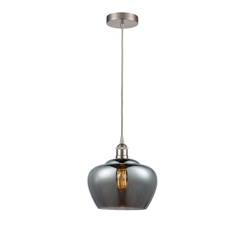 Luminaire suspendu simple à 1 lumière Noille, Cuivre antique, Brun, H 8,5 po x l 6,5 po x P 6,5 po