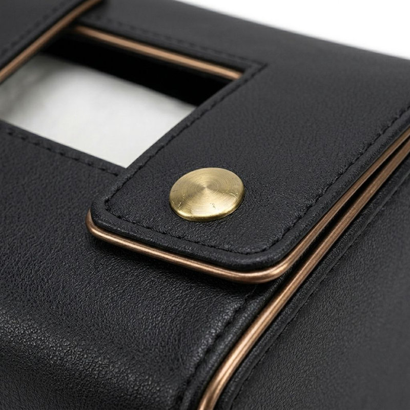 Housse pour boîte à mouchoirs en cuir Noir