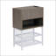 Lit plateforme double en métal avec tablettes de rangement à deux niveaux-217508412-217508419