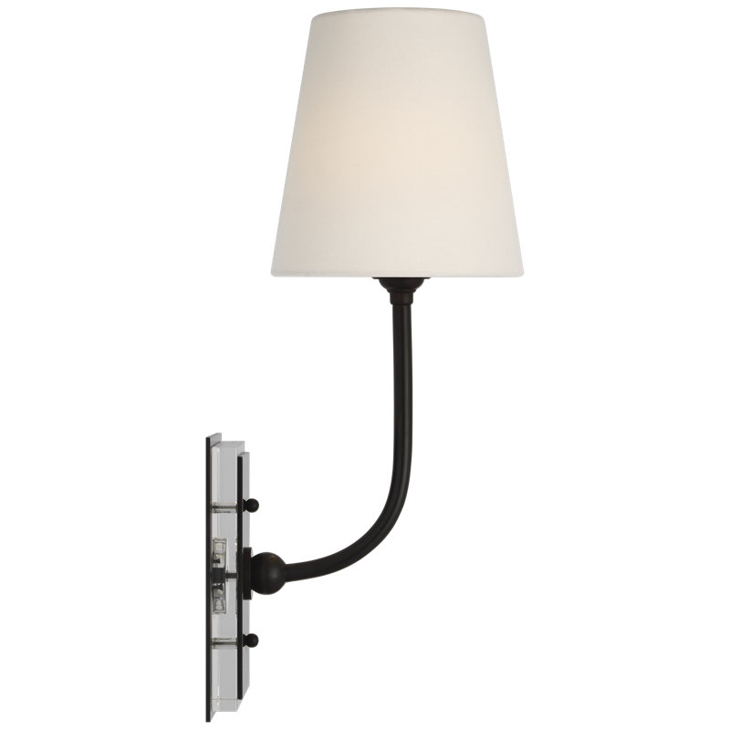 Thomas O'Brien Hulton 17" Cordless Single Sconce with Linen Shade, Bronze