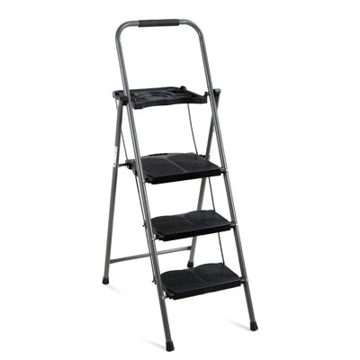 Best Choice Products 3-Step Ladder With Tool Tray, Portable Folding Wide Anti-Slip Step Stool, Hand Grip For Home And Office, 330Lb Capacity