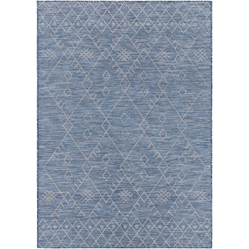 Tapis intérieur / extérieur bleu Winifred, Tapis de couloir 2 pi 7 po x 7 pi 3 po
