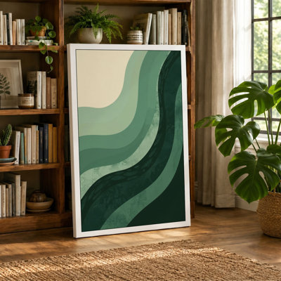 Flowing Green Layers Minimalist - Wrapped Canvas