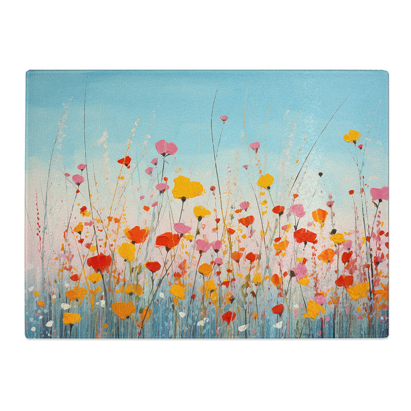 Wildflowers Minimalism  Glass Chopping Board