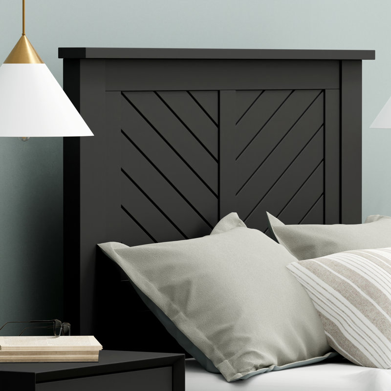 Chalco Solid Wood Headboard With Chamfer, Twin, Black