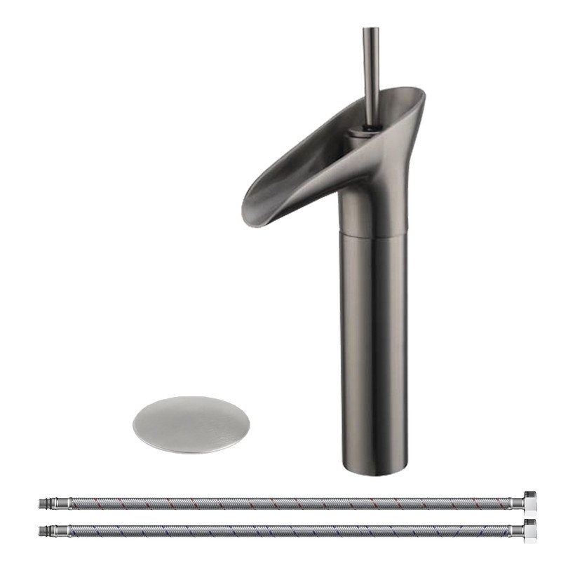 Vessel Single Hole Single Handle Bathroom Faucet with Drain Assembly, Brushed Nickel