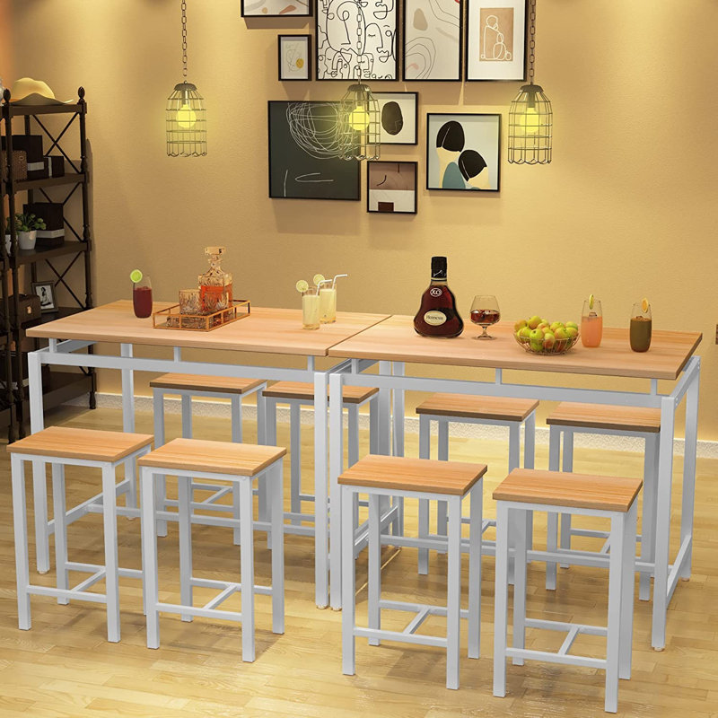 Ensemble de salle à manger à hauteur de comptoir 4 personnes Charmaigne, Beige / blanc
