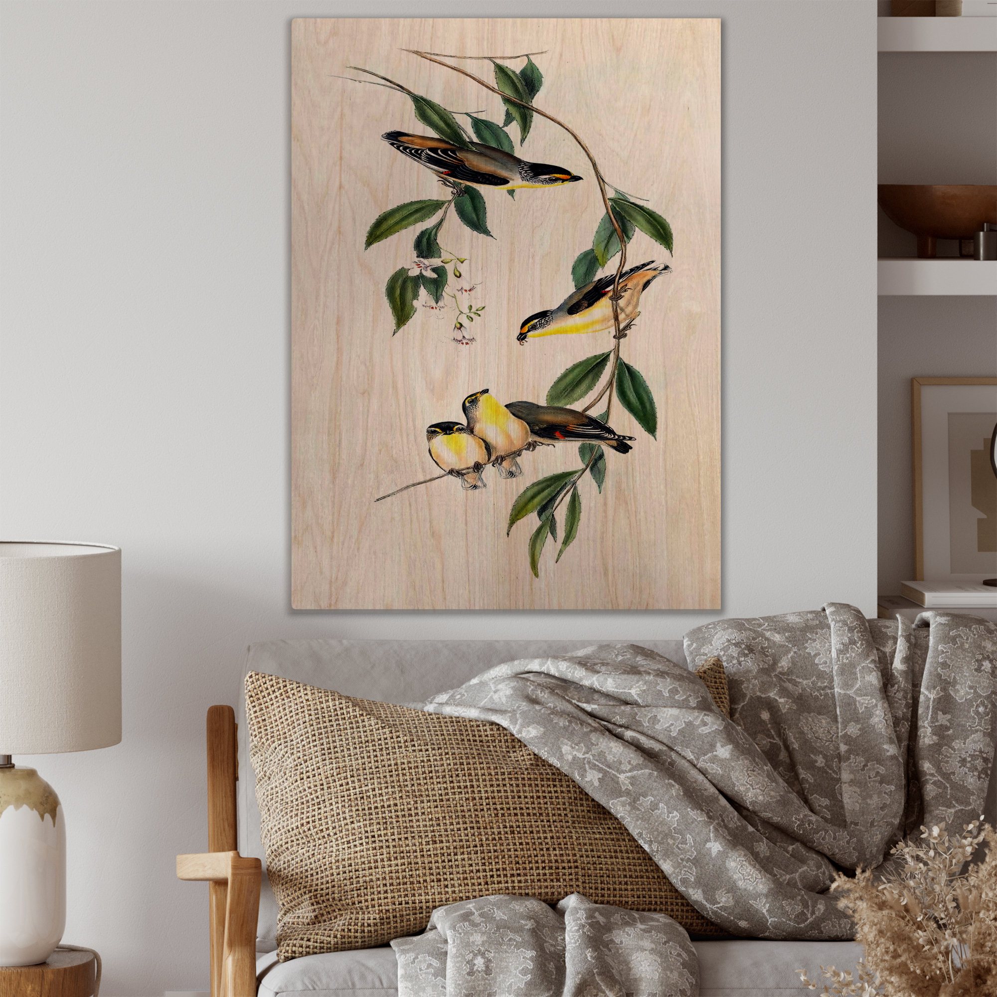 Winston Porter Vintage Bird III On Wood Print | Wayfair