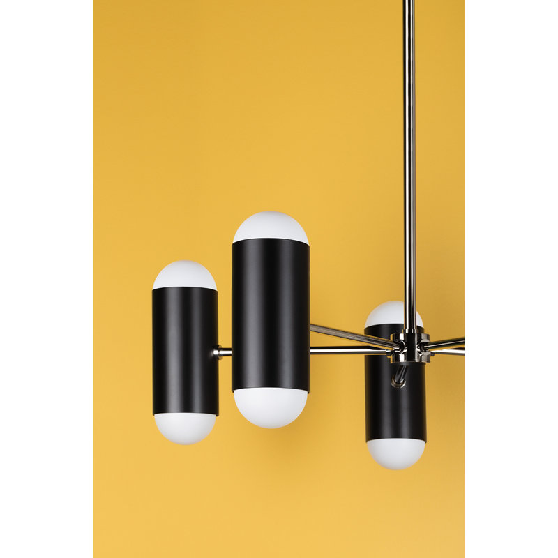 Lustre linéaire moderne Spoutnik 10 lumières Victoria, Nickel poli / noir doux