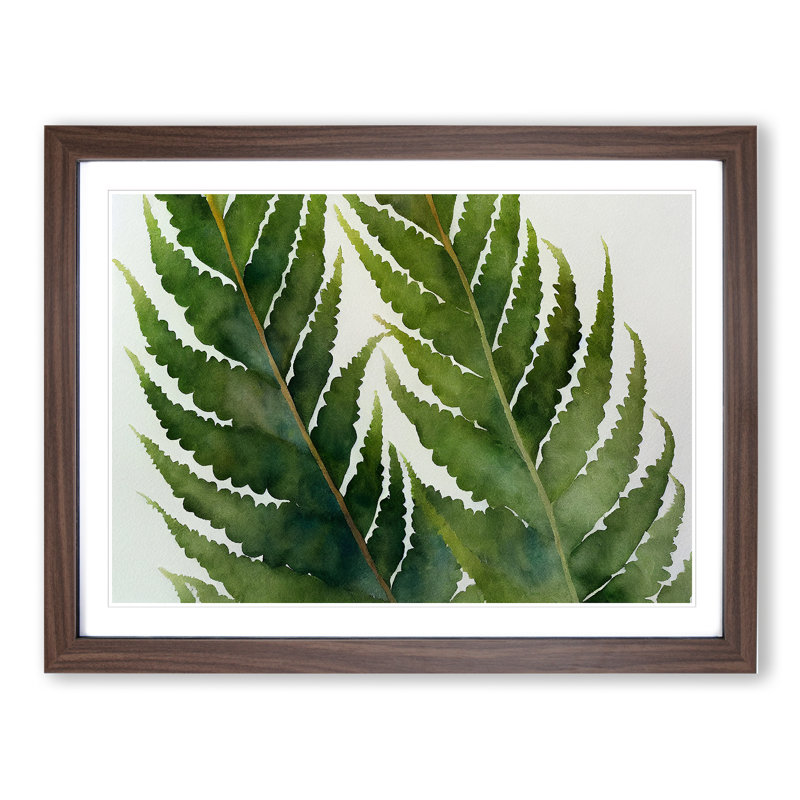 Fern Leaf Vol.2 1 Piece Single Picture Frame Painting, 46cm H x 64cm W x 2cm D, Walnut