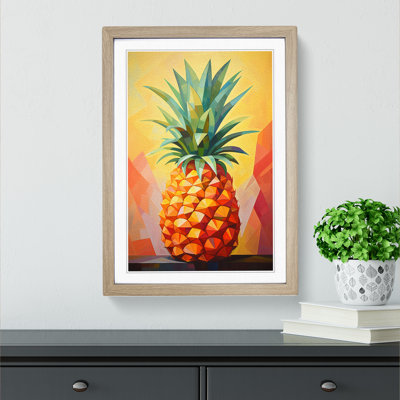 Pineapple Cubism - Single Picture Frame Print on Wood