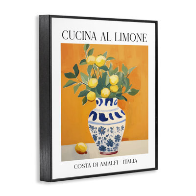 Lemon Branches in Italian Vase Framed Giclee Art, design by Lettered and Lined