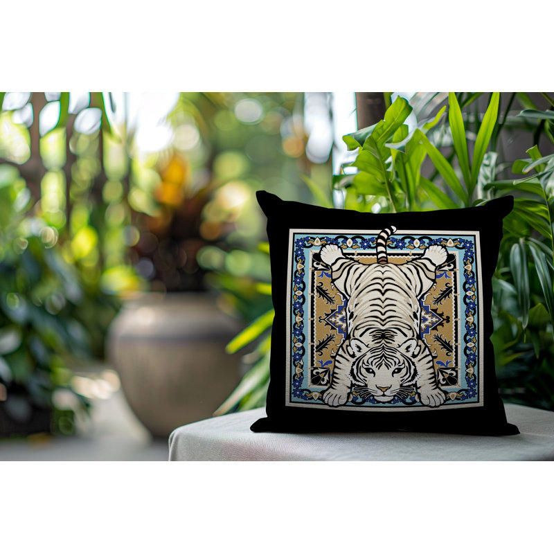 Oreiller carré réversible intérieur / extérieur Gibo Tiger, Bleu, Carré 15 po