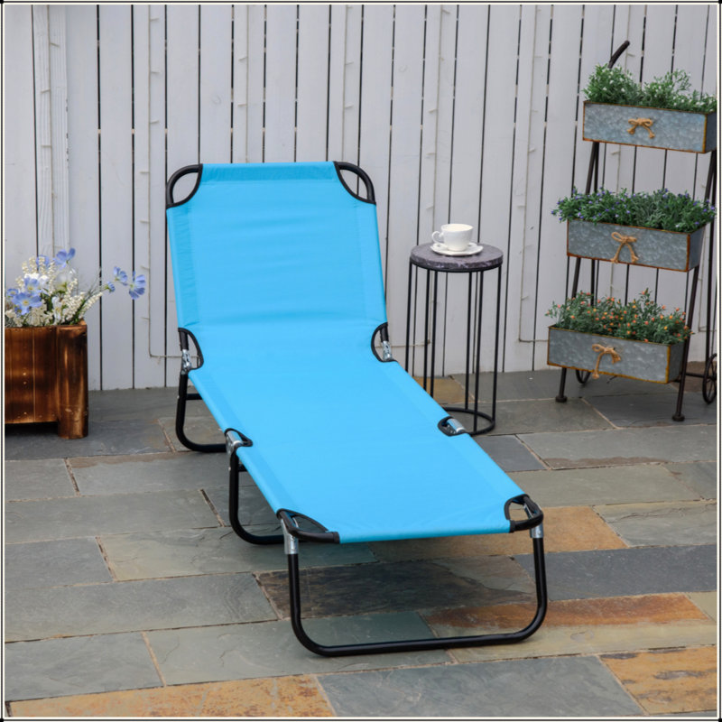 Chaises longues pliantes pour piscine, chaises de bronzage d'extérieur avec dossier inclinable à 5 niveaux, structure en acier pour la plage, la cour et le patio