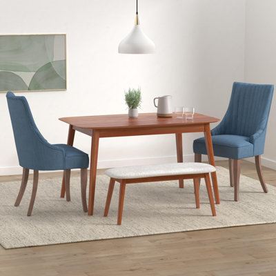 Brinae Modern Linen Dining Chair With Solid Wood Legs (Set Of 2)