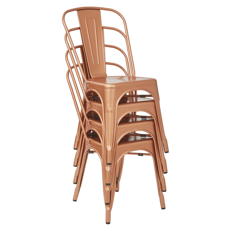Chaise de salle à manger empilable en métal Ogawa, Cuivre