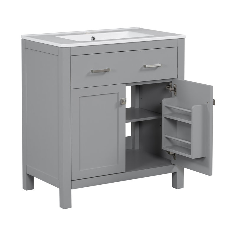 Meuble-lavabo 30 po avec lavabo en céramique, Blanc