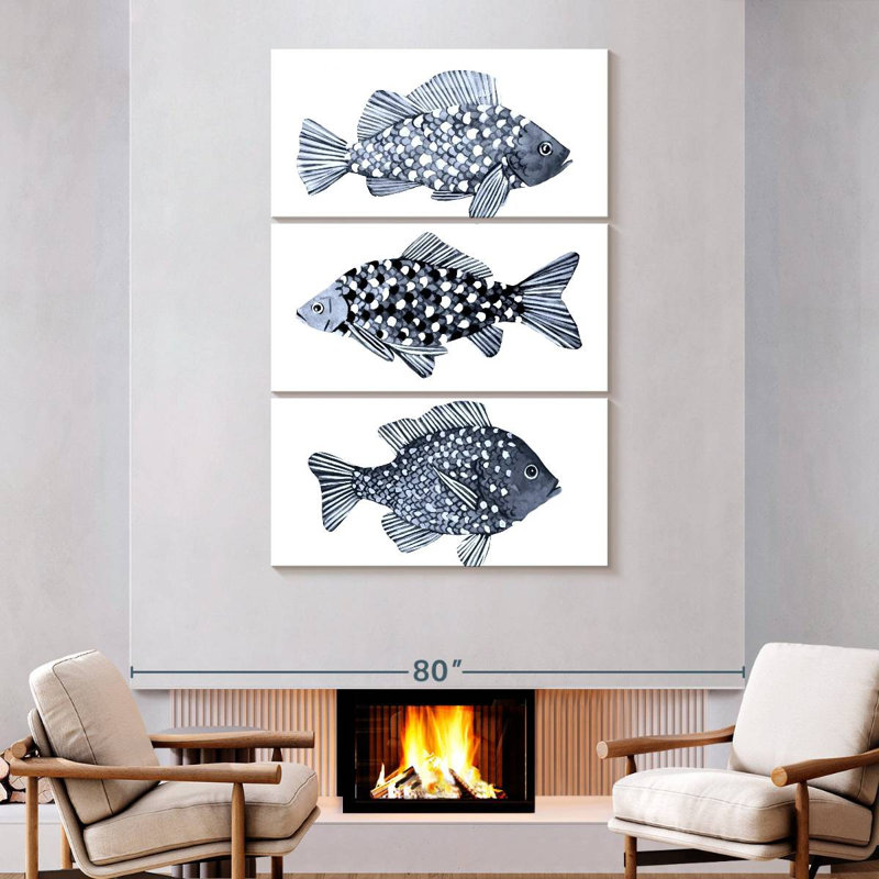 Brampt Blue Fish I, 74" H x 48" W