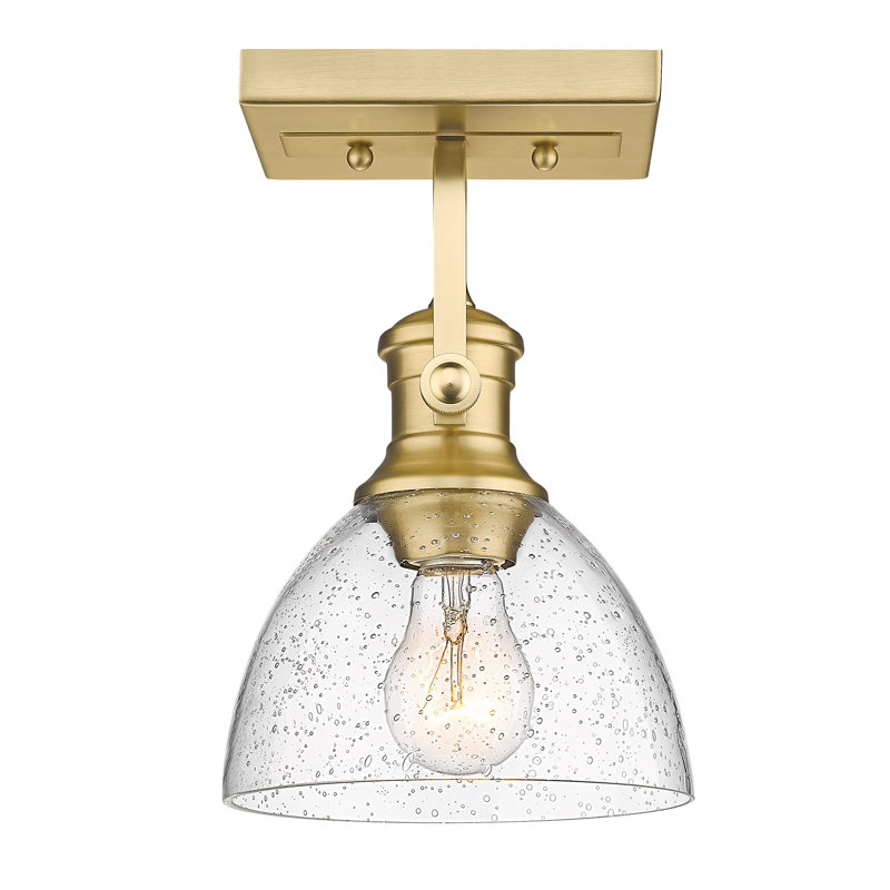 Bales Glass Semi Flush Mount, Seeded Glass, Brushed Champagne Bronze