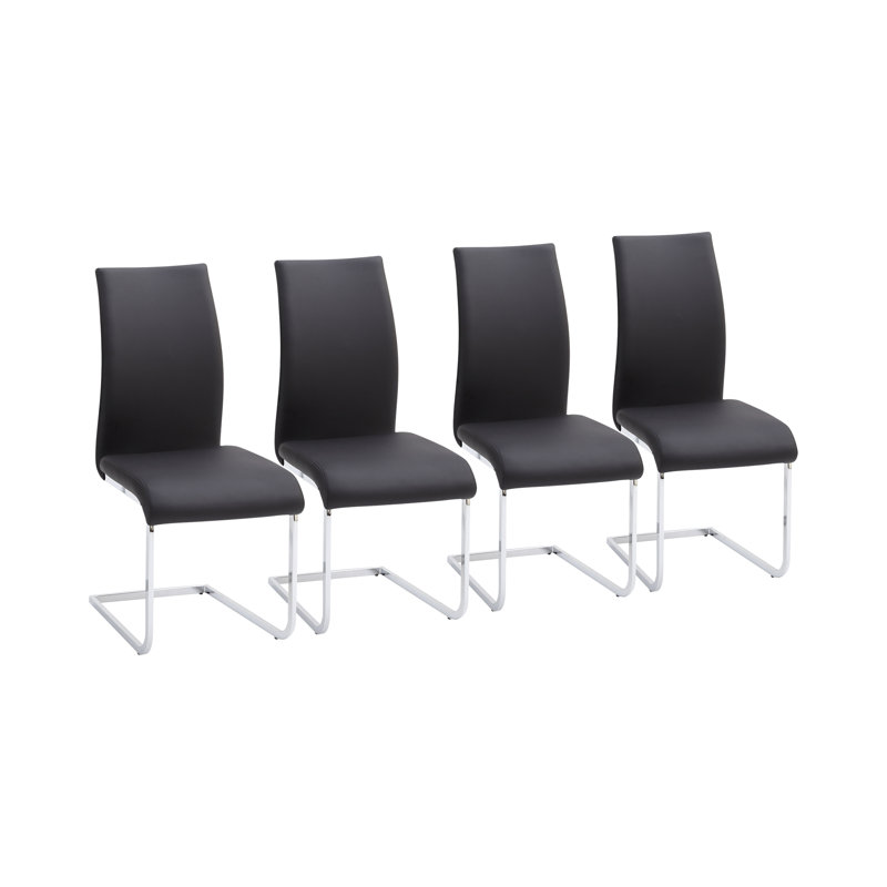 Cathey Upholstered Cantilever  Dining Chair, Black