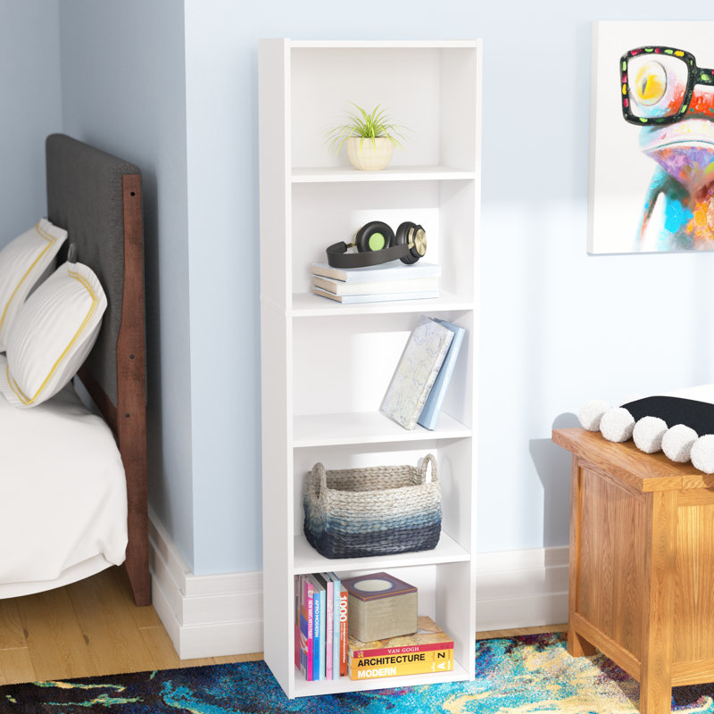 Aliesha Open Shelf Bookcase, 132.1cm H x 40.1cm W x 23.9cm D, White