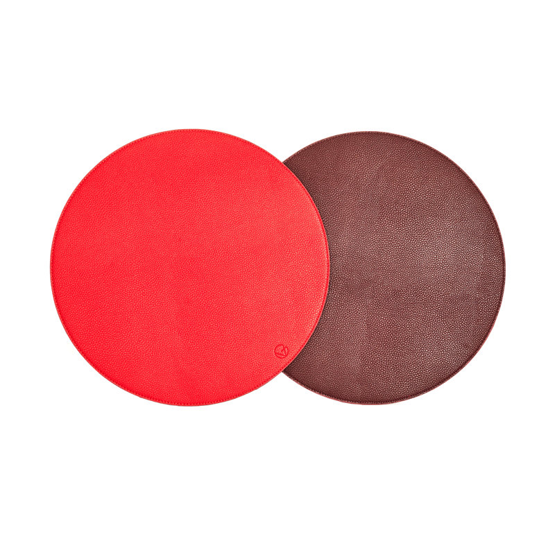 Round, Red/Burgundy