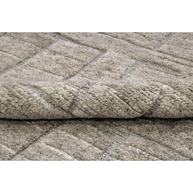 Hand Knotted Wool Area Rug in Taupe/Ivory, Rectangle 8' x 10'