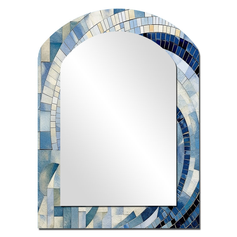 Miroir mural en arche moderne bleu Gold Constructing Blue Realms IV, 34 po x 25 po