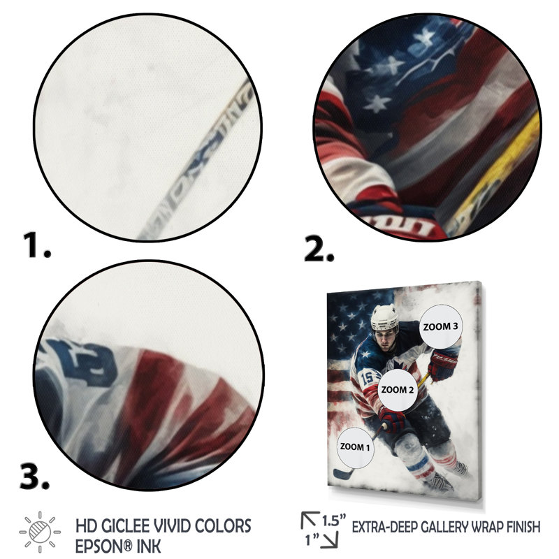 Hockey sur glace II - impression sur toile, H 40 po x l 30 po x P 1,5 po, Toile tendue