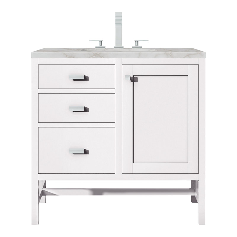 Addison 36 in. Handmade Single Vanity, Glossy White, Victorian Silver, 8" Widespread