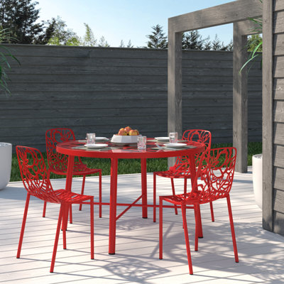 Rabia Outdoor Patio Aluminum Dining Side Chair with Floral Cutout Design