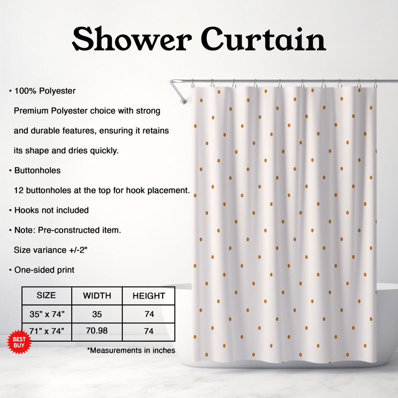 Shiny Spots - Rideau de douche Premium, H 74 po x l 71 po
