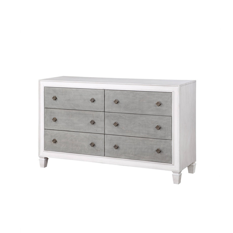Commode rustique gris et blanc vieilli