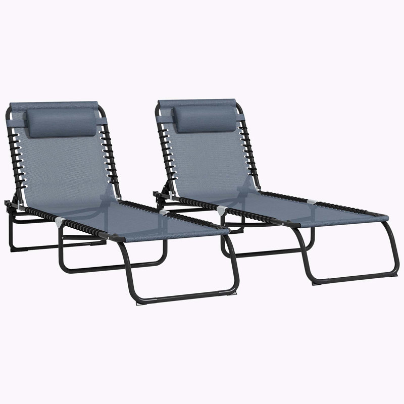 Folding Chaise Lounge Pool Chair, Gray