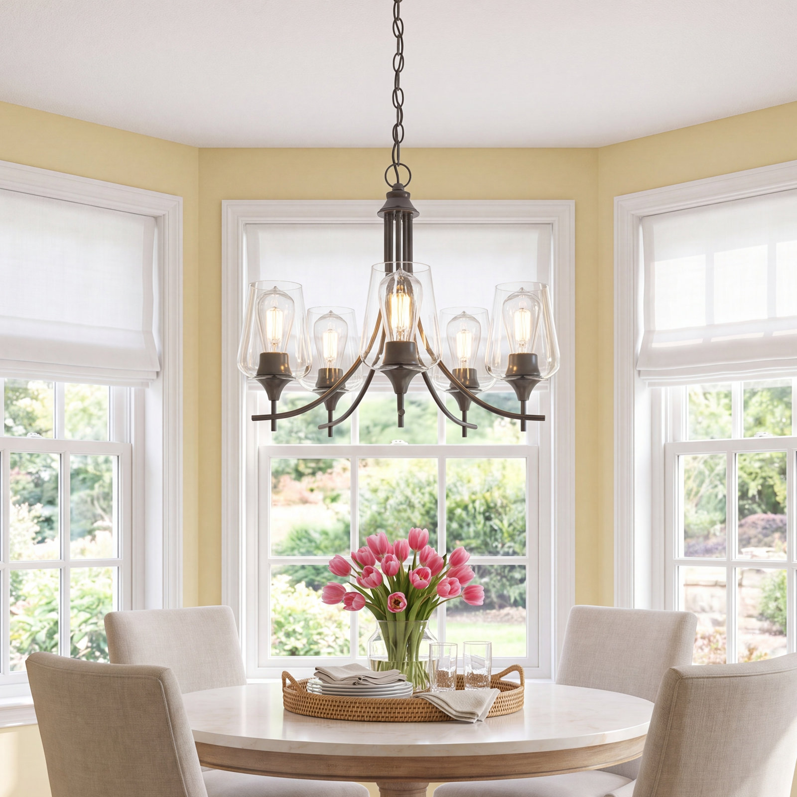 Breena 5-Light Chandelier, Matte Black, Clear
