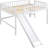 White Low Loft Bed With And Entertaining Slide - Bedroom Must-Have Full Size Graceful Choice-1764825649-1764825648