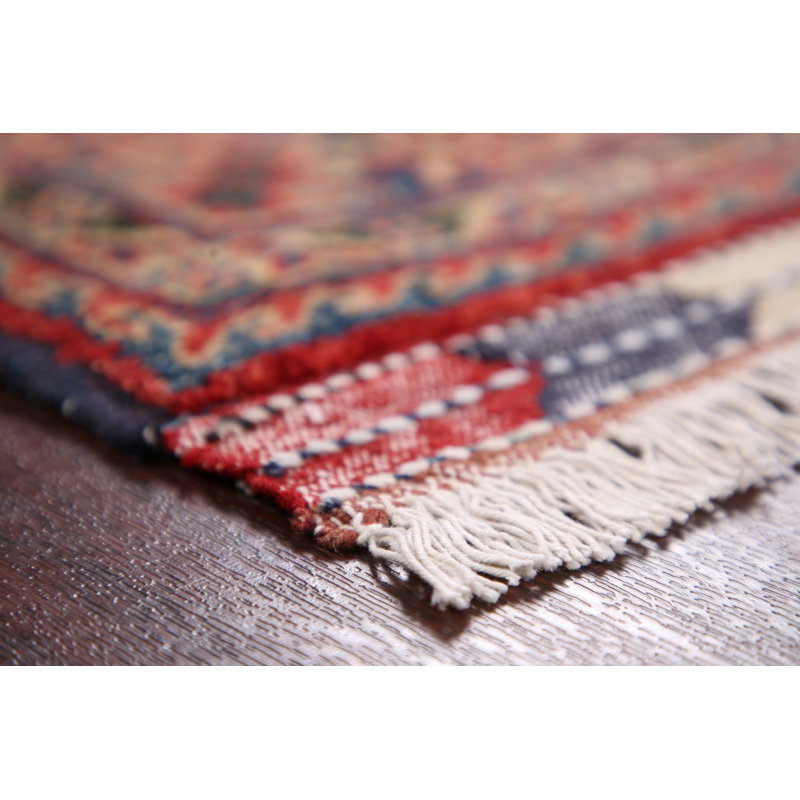 Tapis en laine rouge 4 pi 9 po x 6 pi 8 po one-of-kind à la main noué la new age Quintero